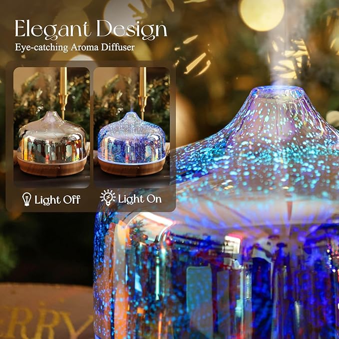 Porseme 500ml Essential Oil Diffuser 3D Glass Aromatherapy Ultrasonic Humidifier - Image 7