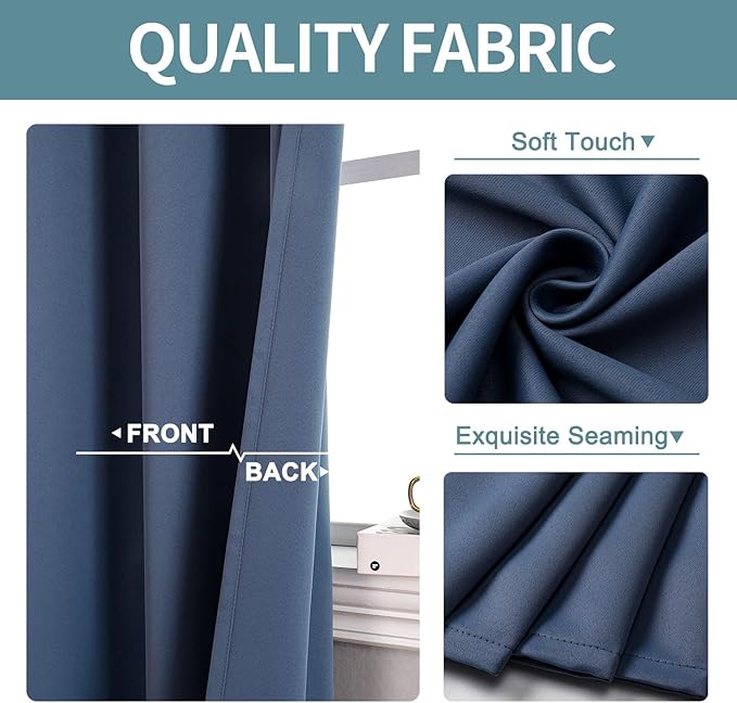 ChrisDowa Blackout Curtains 80 Inches Long 2 Panels Set - Image 3