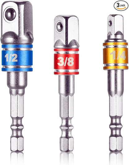 3-Piece Socket Adapter Extension Set, 1/2 Inch Hex Shank, Impact Grade by Fruholt