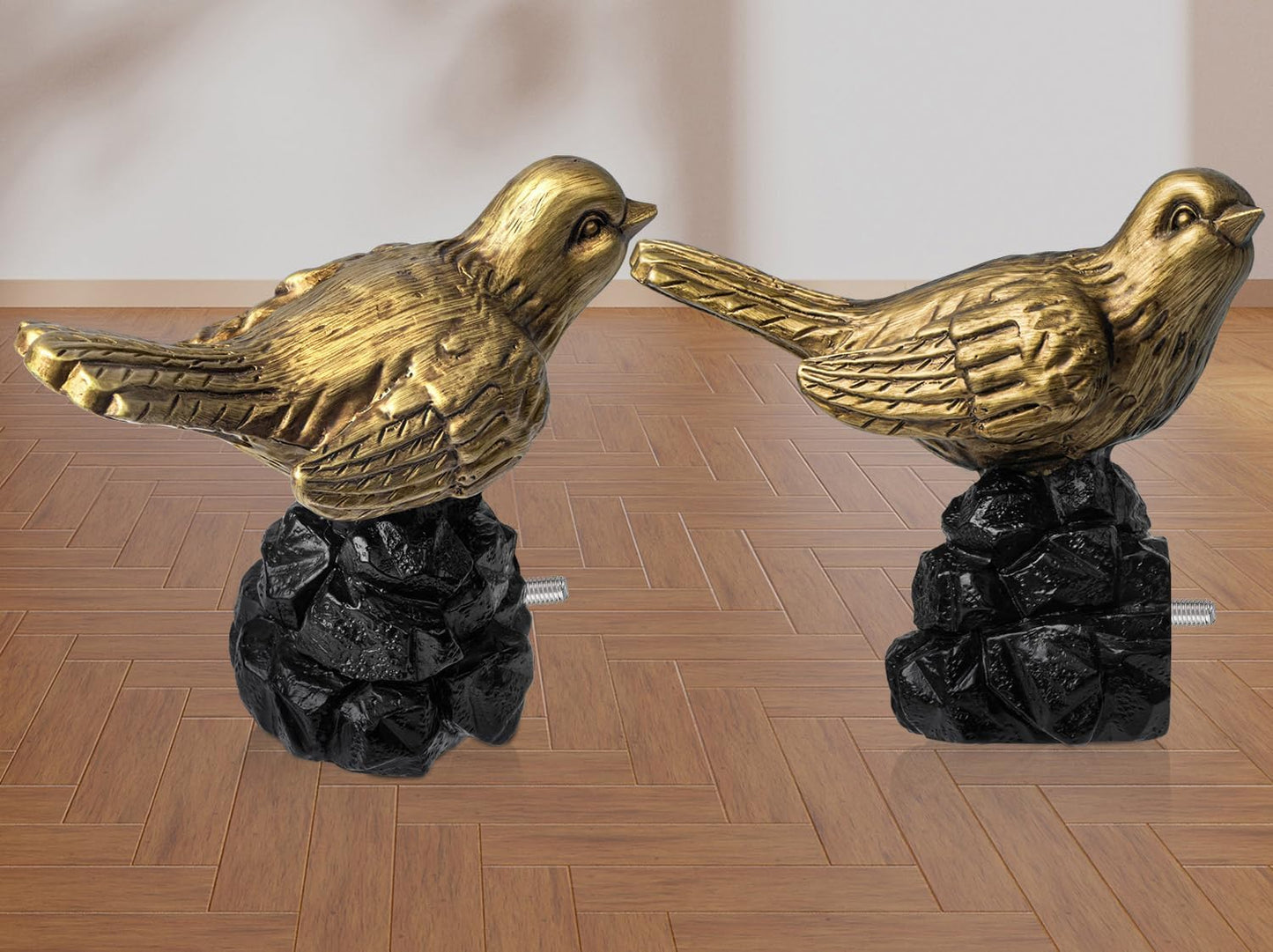 1 or 7/8 Inch Bird-Shaped Decorative Finials for Curtain Rods,Curtain Rod Ends Metal Curtain Rod Finials Ends Easy to Install Set of 2 Rod End (Gold)