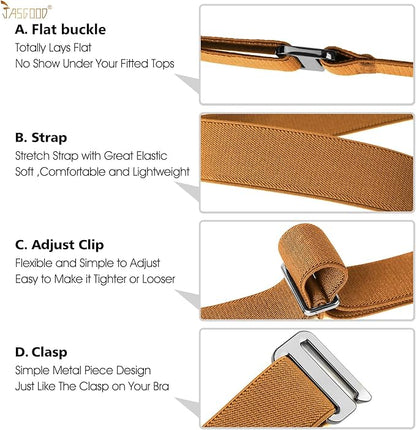 JASGOOD Women No Show Stretch Belt Elastic Web Strap Belt - Image 4