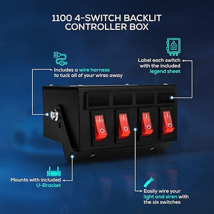 Ultra Bright Lightz 1100 4-Switch Backlit Controller Box | Emergency Vehicle - Image 3