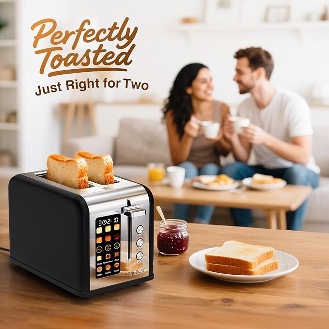 2 Slice Easy Touch Screen Toaster, Stainless Steel Toaster - Image 9