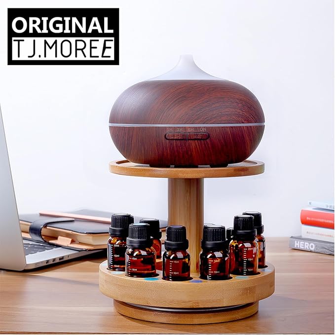 TJ.MOREE Bamboo Diffuser Holder Carousel- 2 Tier Height Increase Rack - Image 8