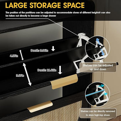 Maupvit Large Rattan Shoe Storage Cabinet - Image 6