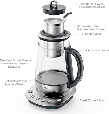 BUYDEEM K2423 Tea Maker, 316 Stainless Steel & Heat Resistant DURAN Glass - Image 3