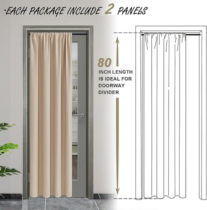 JIUZHEN Blackout Doorway Curtains 80 inch Length - Image 2