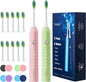 7AM2M Rechargeable Sonic Electric Toothbrush 2 Pack, Soft Toothbrushes by 7AM2M