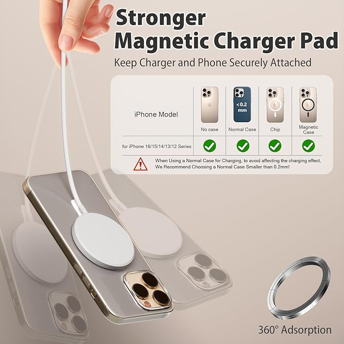 Magnetic Charger for iPhone 17 16e, 10FT 2Pack Fast Charge for Apple MagSafe - Image 2