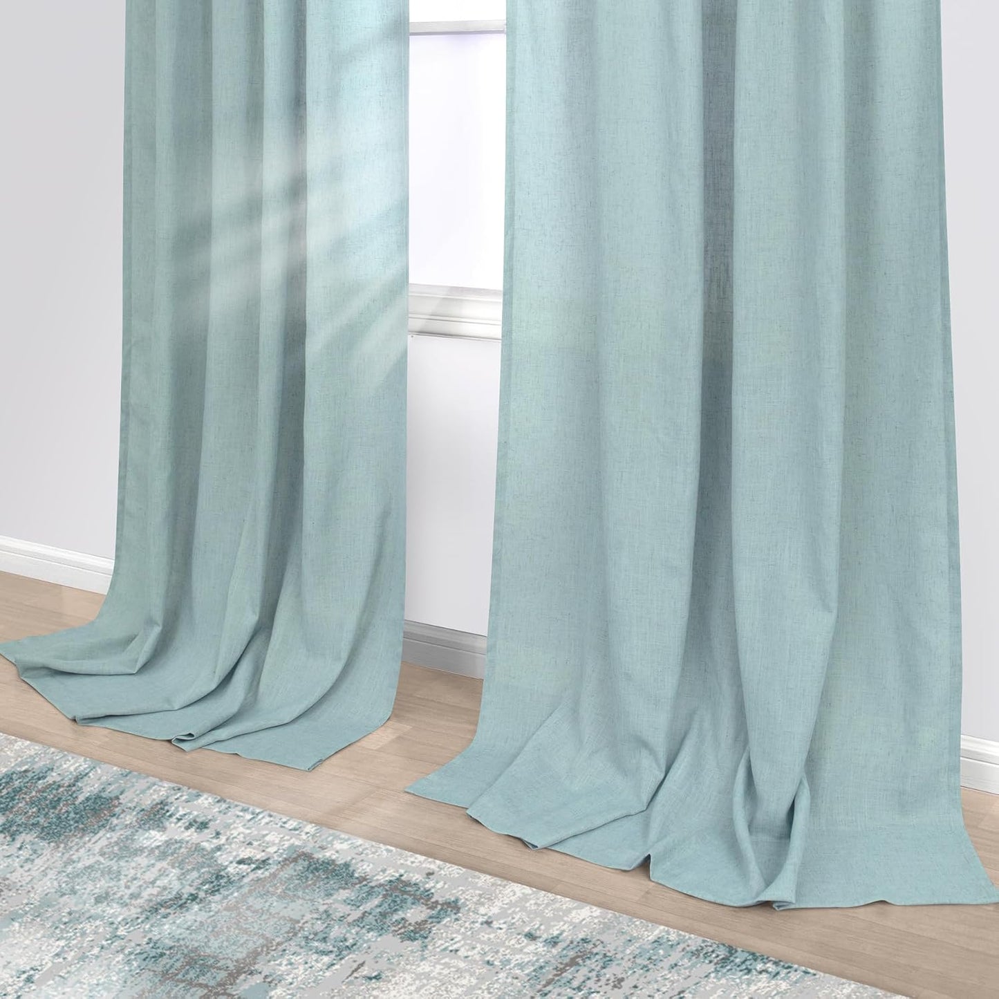 KOUFALL Baby Curtains for Nursery Boy Girl,Sheer Privacy Window Coverings,63 Inch Length,Mint Green Aqua