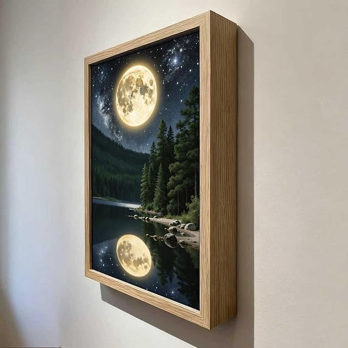 URVIP LED Glowing Photo Frame, 3D Starry-Sky Blue Moon Wall Art, 9x12 Inches - Image 4