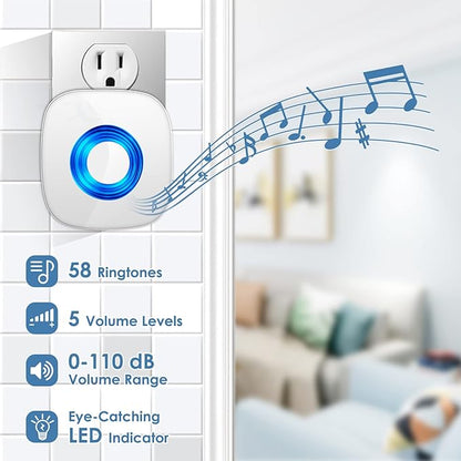 Wireless Door Bell, PHYSEN Waterproof Doorbell Chimes - Image 2
