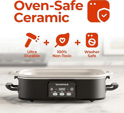 Magnifique 4 Quart Casserole Digital Slow Cooker, Premium Ceramic Bakeware - Image 2