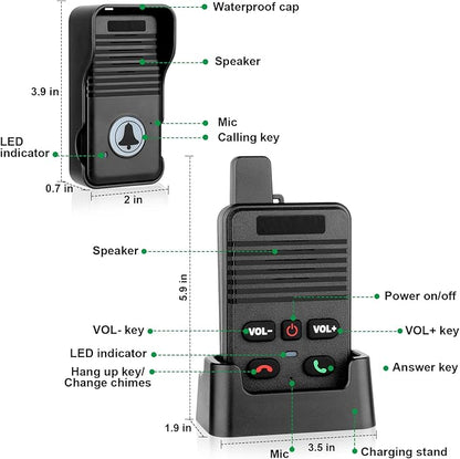 Wireless Doorbell, Hands Free Intercom Doorbells 1000ft Range, Full Duplex Two - Image 5