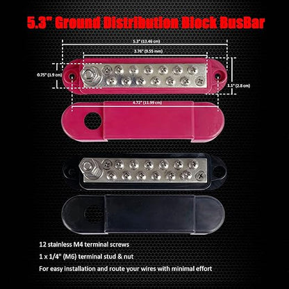 1/4" Stud Power Distribution Block Bus Bar - Image 3