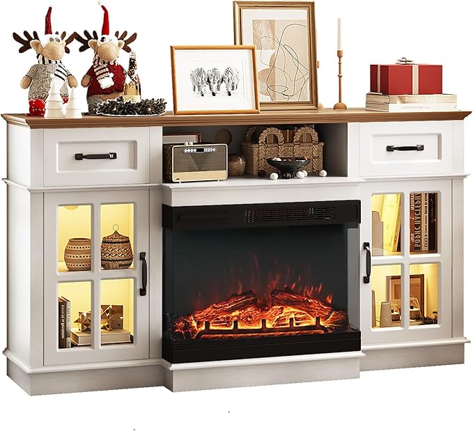 Bonnlo Fireplace TV Stand for up to 65-Inch TVs, Modern Electric Fireplace TV - Image 9