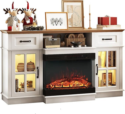 Bonnlo Fireplace TV Stand for up to 65-Inch TVs, Modern Electric Fireplace TV - Image 9