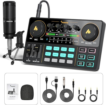 MAONO Podcast Equipment Bundle Audio mixer All-in-One Podcast Production Studio by MAONO