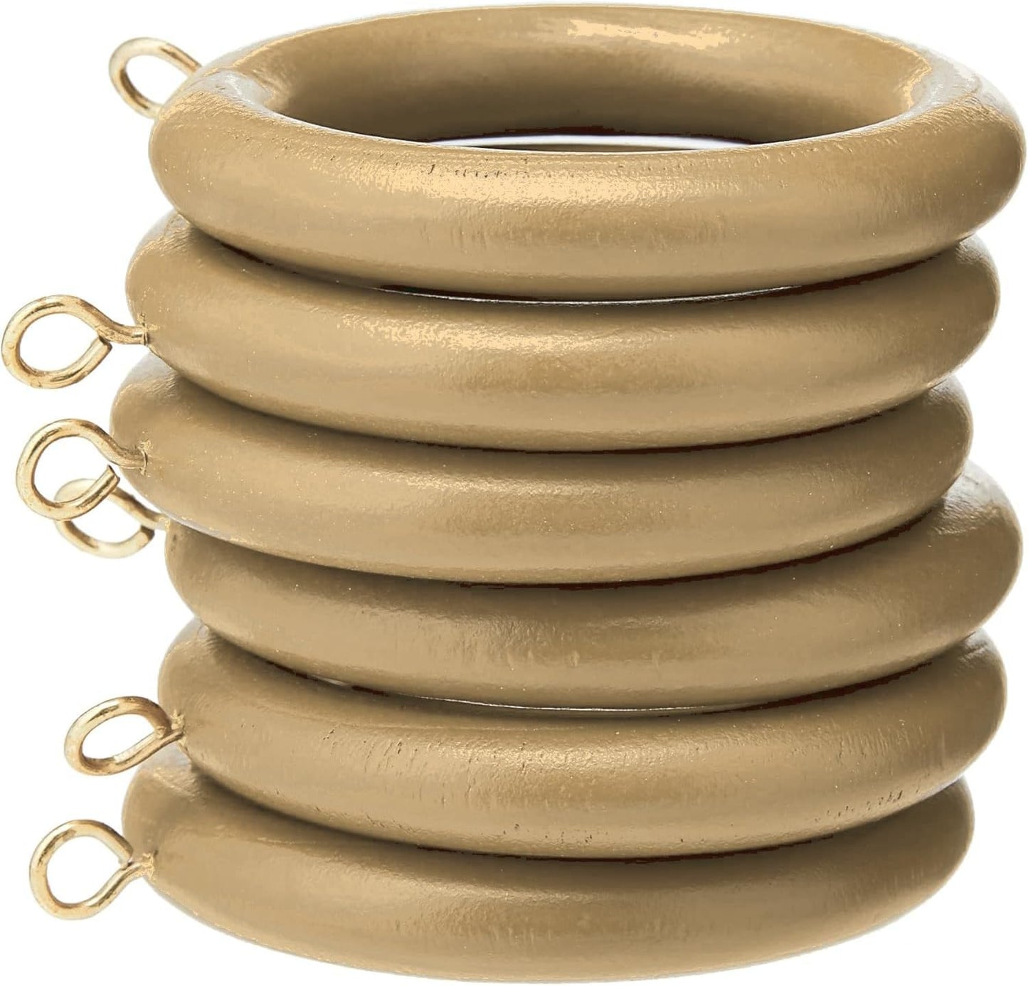 Merriway BH05956 (10 Pcs) Wooden Curtain Drapery Pole Rod Rings with Screw Eye, Inner Diameter 45 mm (1.3/4 Inch) Outer Diameter 64 mm (2.1/2 Inch), Light Brown - Pack of 10 Pieces