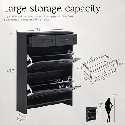 Shoe Storage Cabinet, Farmhouse Shoe Organizer - Image 2