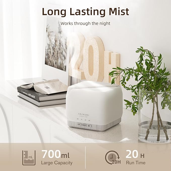 ASAKUKI 700 ml Premium Essential Oil Diffuser, 5 in 1 Ultrasonic Aromatherapy - Image 2