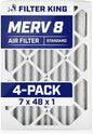 Filter King 7x48x1 Air Filter | 4-PACK | MERV 8 HVAC Pleated A/C Furnace by FilterKing