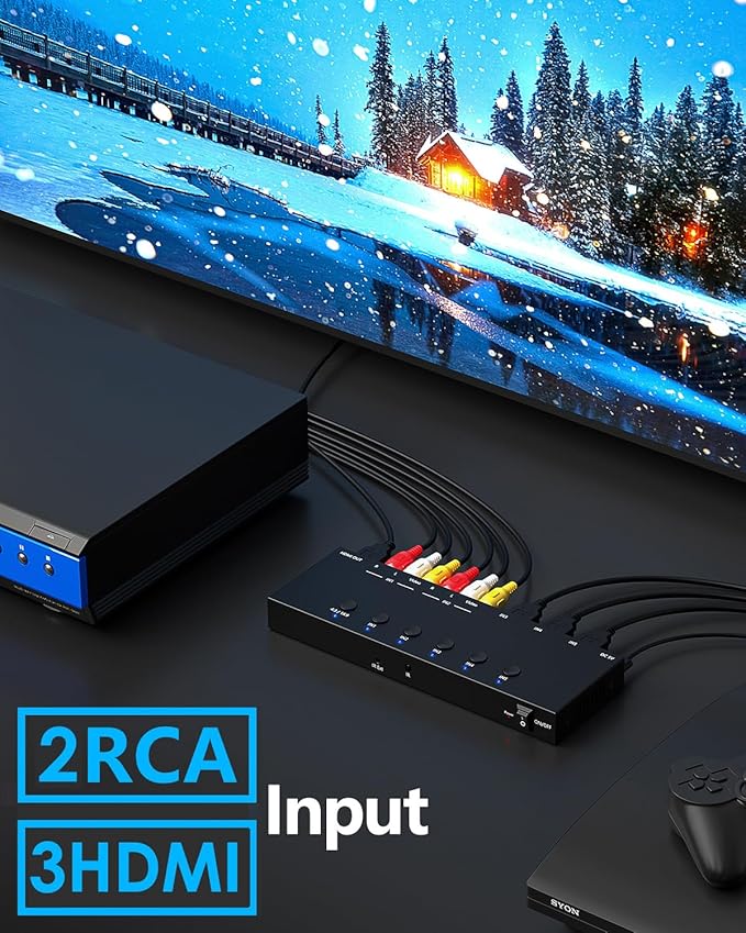 2-in-1 HDMI & AV Switcher – Play PS5 & Retro Games on 1 TV, 3 HDMI 2.0 + 2 RCA - Image 5