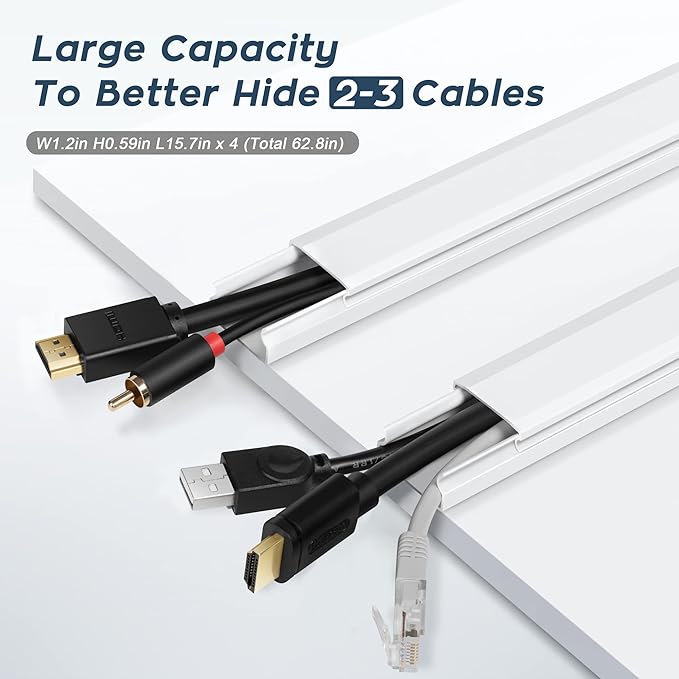 YCLYC 62.8in Cable Cover Wall, Paintable Cord Cover Wall Kit, Cord Hiders - Image 4
