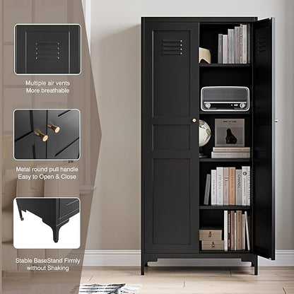 Yizosh Metal Pantry Cabinet, Tall Kitchen Pantry Storage Cabinet - Image 6