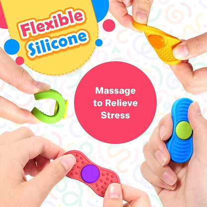 Sensory Fidget Spinnes for Kids Adults：Textured Finger Fidgets 4 Pack, Quiet - Image 2