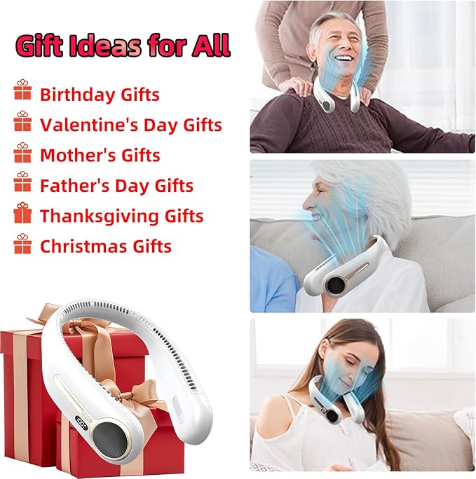 Portable Neck Fan, Hands Free Personal Wearable Bladeless Fan, 6000mAh USB - Image 5