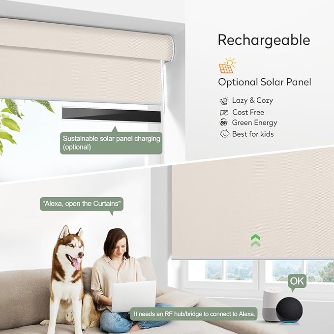 Zshine Motorized Blackout Window Blinds Customize Width Remote Control Wireless - Image 3