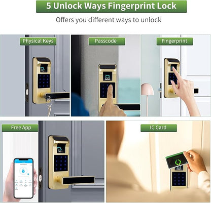 Harfo Smart Door Lock, Heavy Duty 5 in 1 Keyless Entry Door Lock, Full App - Image 5