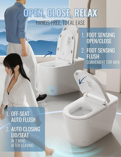 Luoware Smart Toilet with Bidet Built in, Auto Open/Close, Foam Shield - Image 5