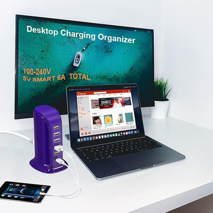 iPhone Charger Fast Charging Upoy, 6 Ports USB Blocks, Power Adapter 1 USB C + - Image 2