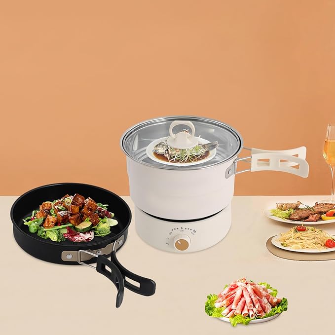 Portable Electric Hot Pot with Foldable Handles, Non-stick Frying Pan, Mini Hot - Image 4