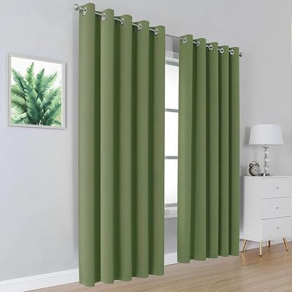 DUALIFE Grommet Curtains Sage Green 84 Inch Length 2 Panels Set Light Blocking - Image 2