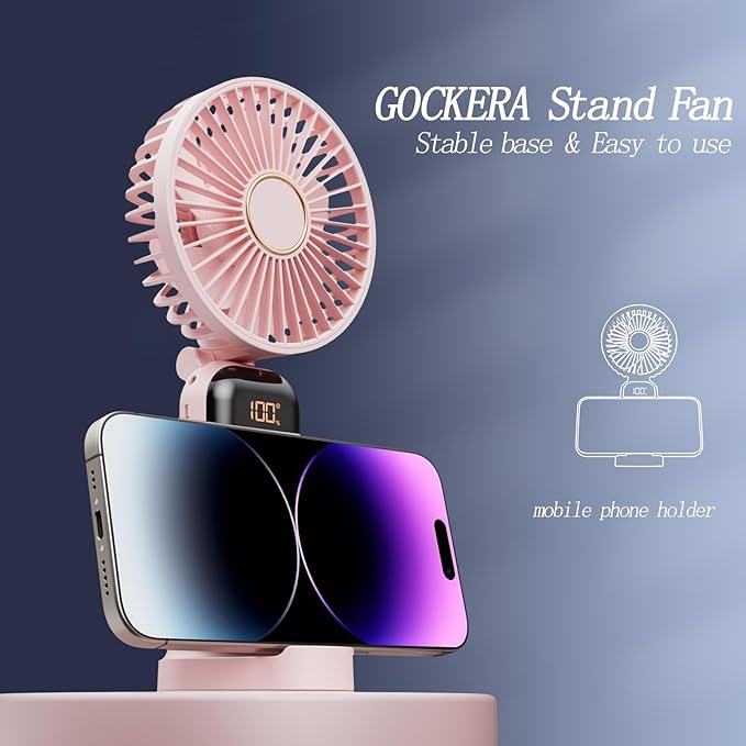 GOCKERA Portable Fan, 4200mAh Battery Operated Fan, 5 Speeds&Digital Display - Image 5