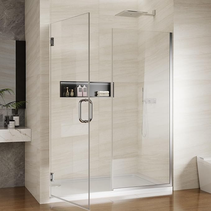 Pivot Swing Shower Door, Adjustable Width 58.9-60" W x 74" H Semi-Frameless - Image 2