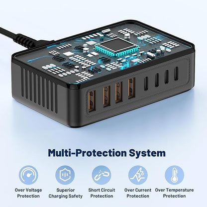 200W USB C Charging Station, 8-Port GaN USB C Charger Block, PD 65W Desktop - Image 4