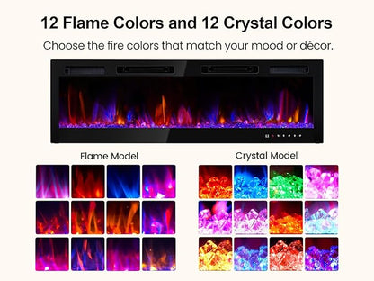 70" Electric Fireplace Realsmart Wall Mounted and Recessed 1500W Fireplaces - Image 3