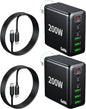 2 Pack USB C Charger Block 200W, 6 Port Foldable Fast Charger Type C Charger by Unknown