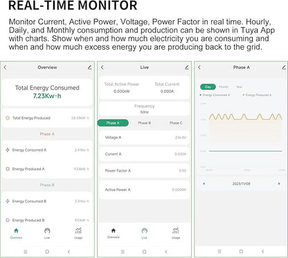 Smart WIFi Energy Monitor with 3 * 80A Clamp, Home Power Monitor Track - Image 4