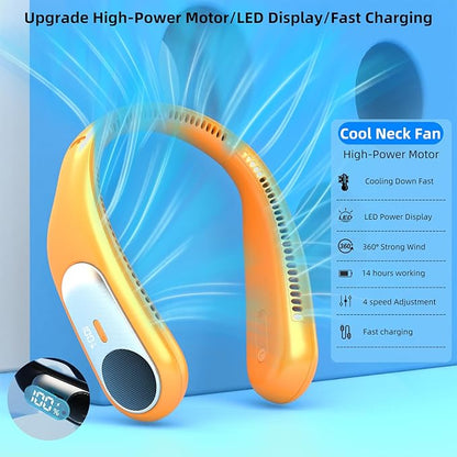 Portable Neck Fan, Personal Wearable Bladeless Fan, LED Display, 6000mAh USB - Image 3