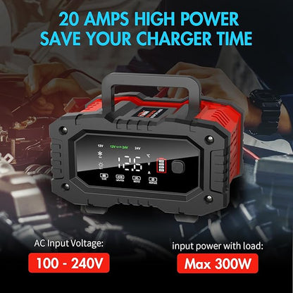 YONHAN Battery Charger 20A 12V/24V LiFePO4 Lead Acid Fully Automatic Battery - Image 3