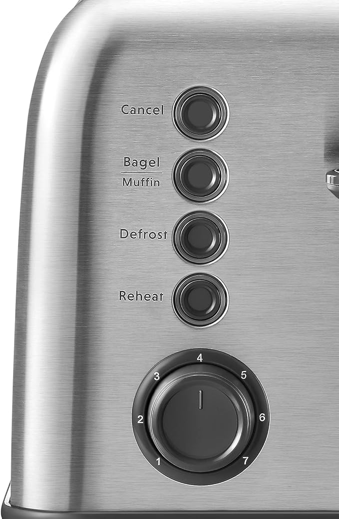 BUYDEEM DT620 2-Slice Toaster, Extra Wide Slots, Retro Stainless Steel - Image 2