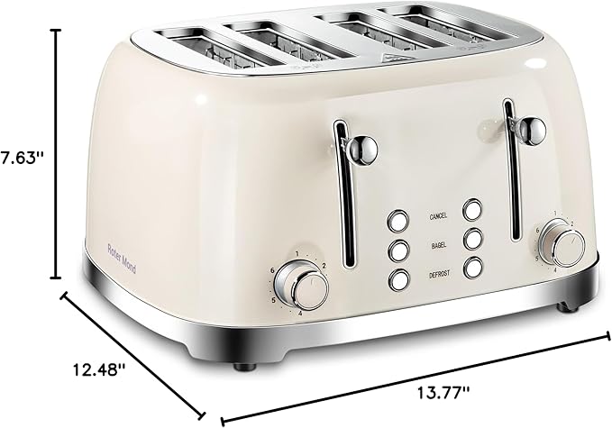 4 Slice Toaster Roter Mond Retro Stainless Steel - Image 8