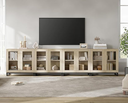 WAMPAT Modern TV Stand with Glass Doors - Image 3