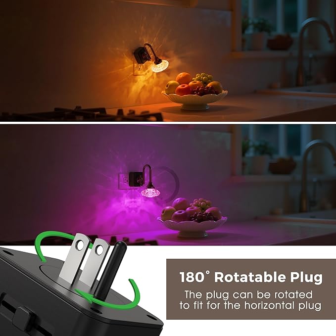 L LOHAS LED Night Lights Plug into Wall, 2 Pack 10-Color Changing RGB Floral - Image 6