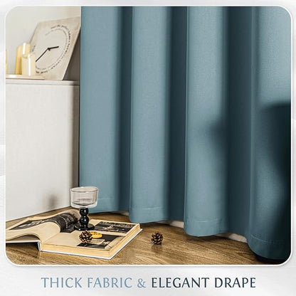Beauoop Dusty Blue 100% Blackout Curtains 63 Inch Long 2 Panels - Image 6